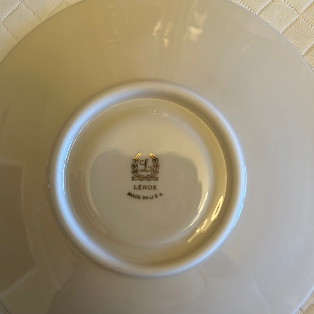 VTG Lexon X-446 Ivory China Platinum Rimmed Sauce 6inch 6 Set Made In Us - Picture 6 of 8